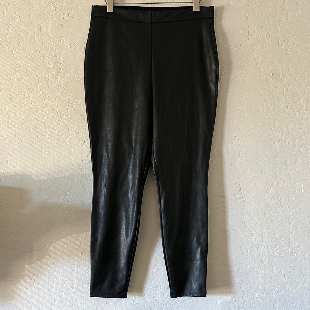 Express Faux Leather Leggings – L, 27” Inseam, Sleek Fit, Pull-On Waist